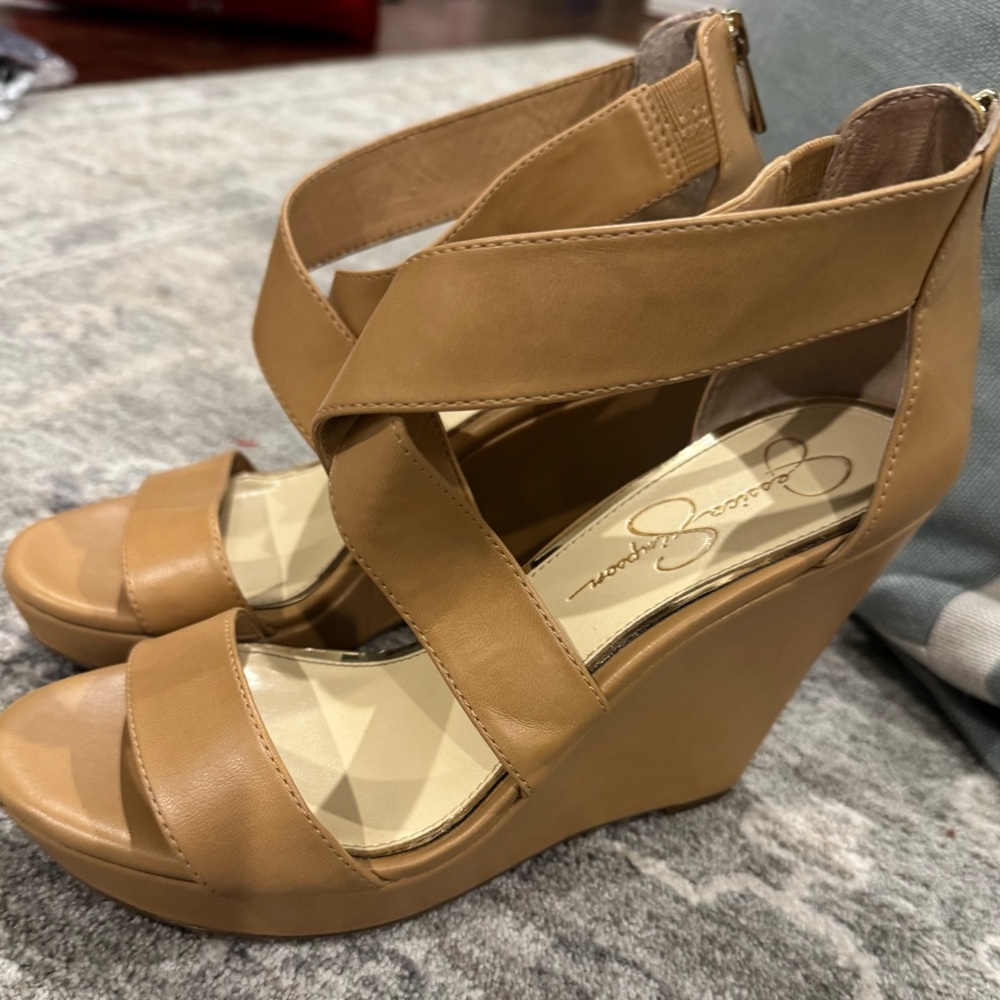 Jessica Simpson Brown Wedge Sandals - Picture 2 of 4